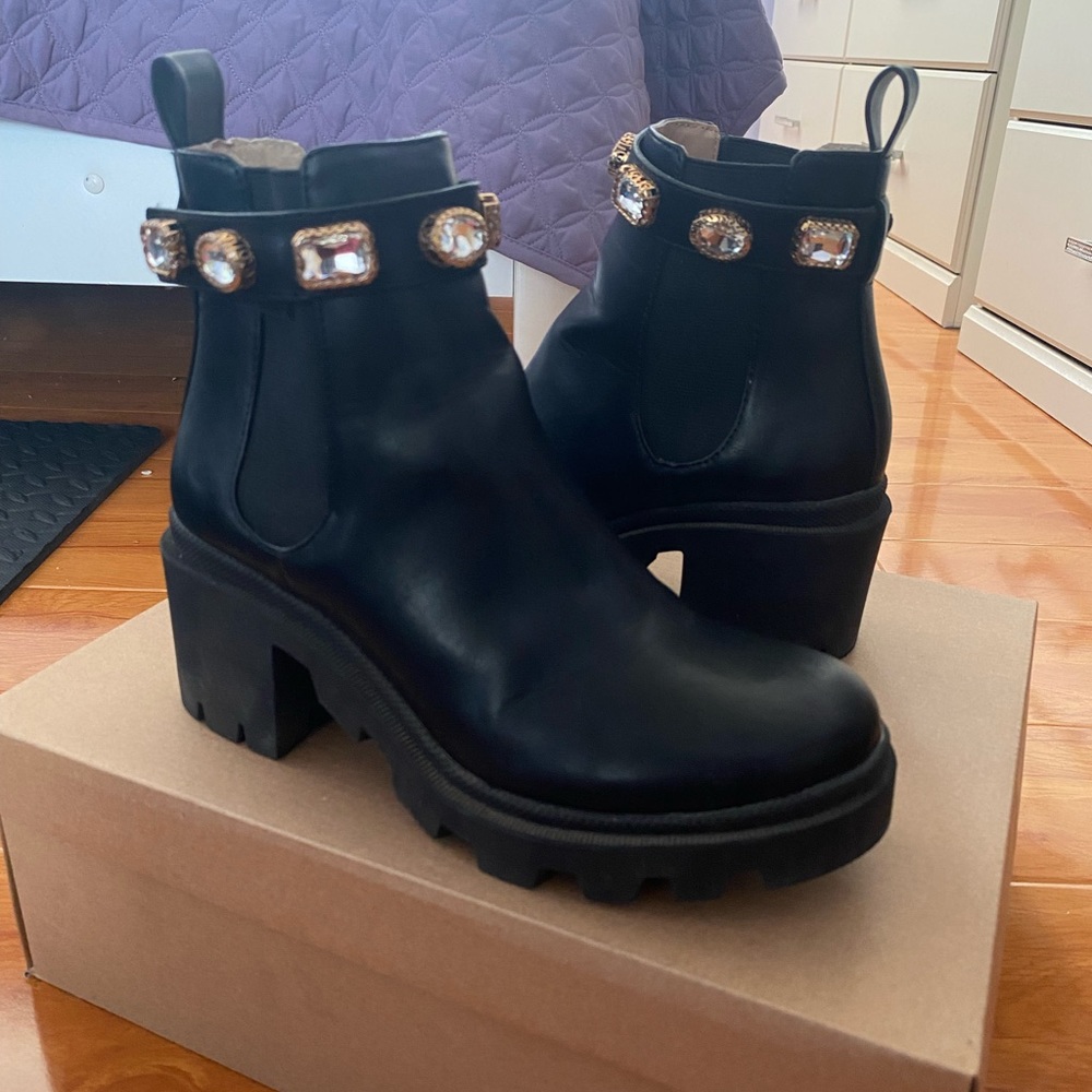 Trendy Jeweled Booties